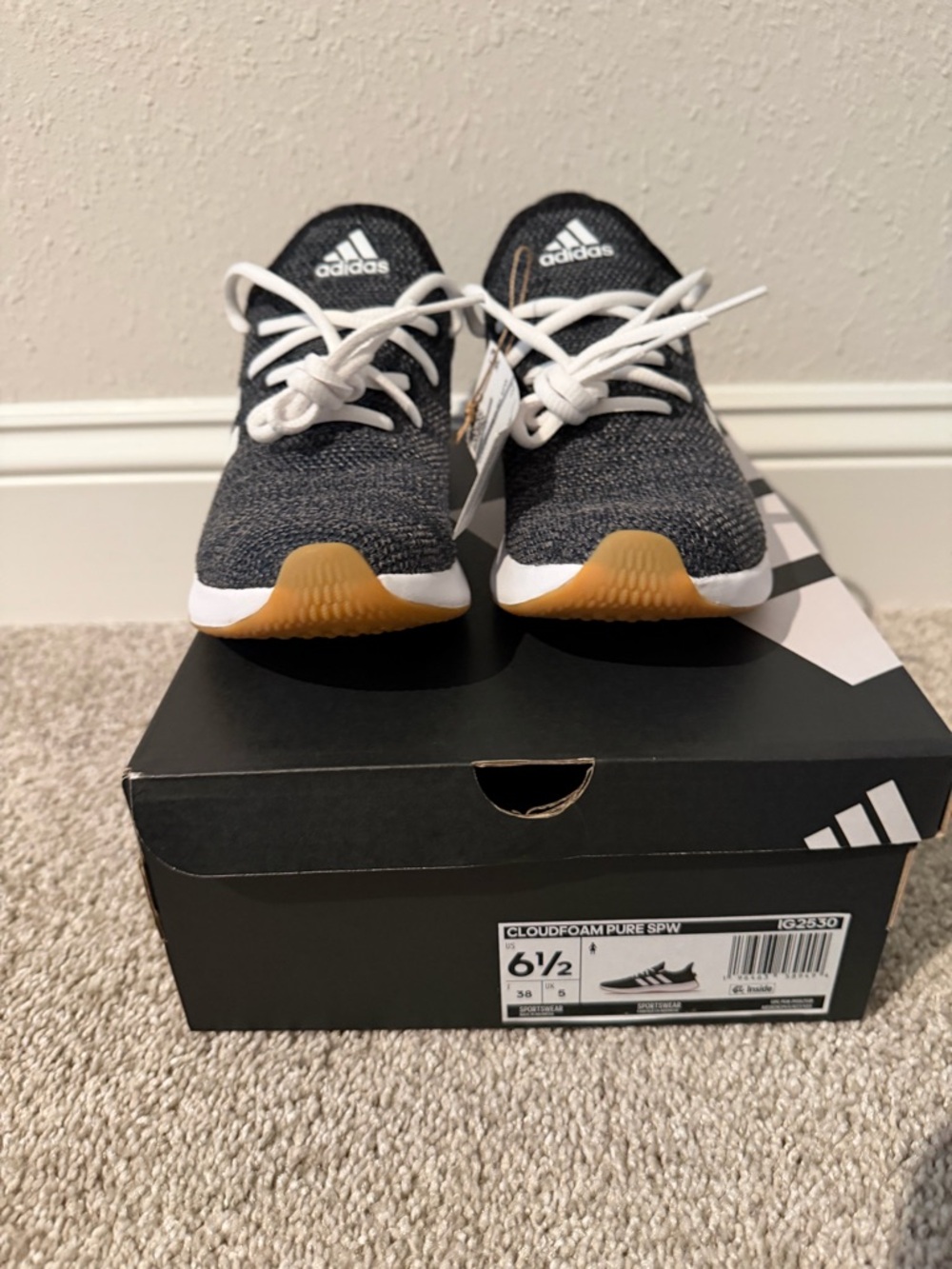 adidas Women’s Cloudfoam Knit Sneakers in Black and White